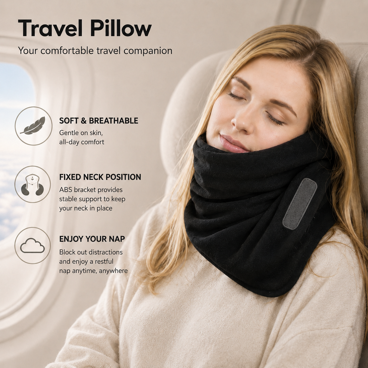 Travel Neck Pillow Adult Nap Support Gelatinous Magnetic Fabric Neck Cushion Comfortable Soft Latex Adult Sleep Aid Pillow